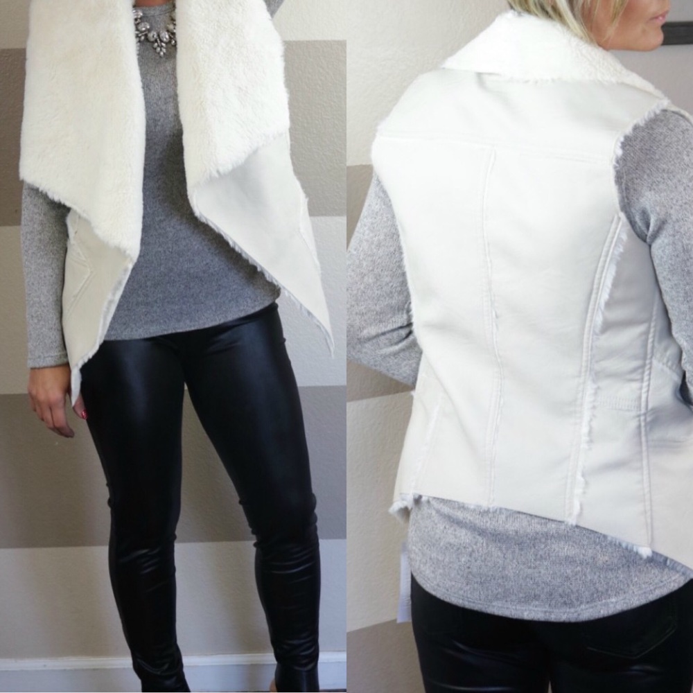 Blank NYC White Faux Fur Vest
